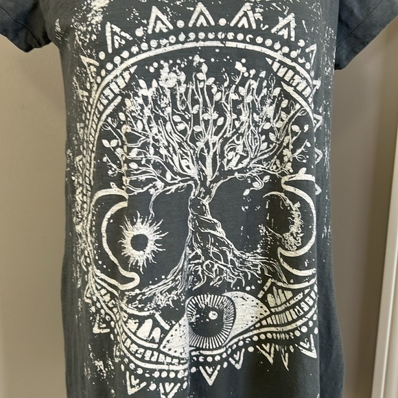 Kyla Seo Rena Dress Tree of Life Celestial Sun Moon Eye Mandala Grey Boho Sz XS - Picture 6 of 14